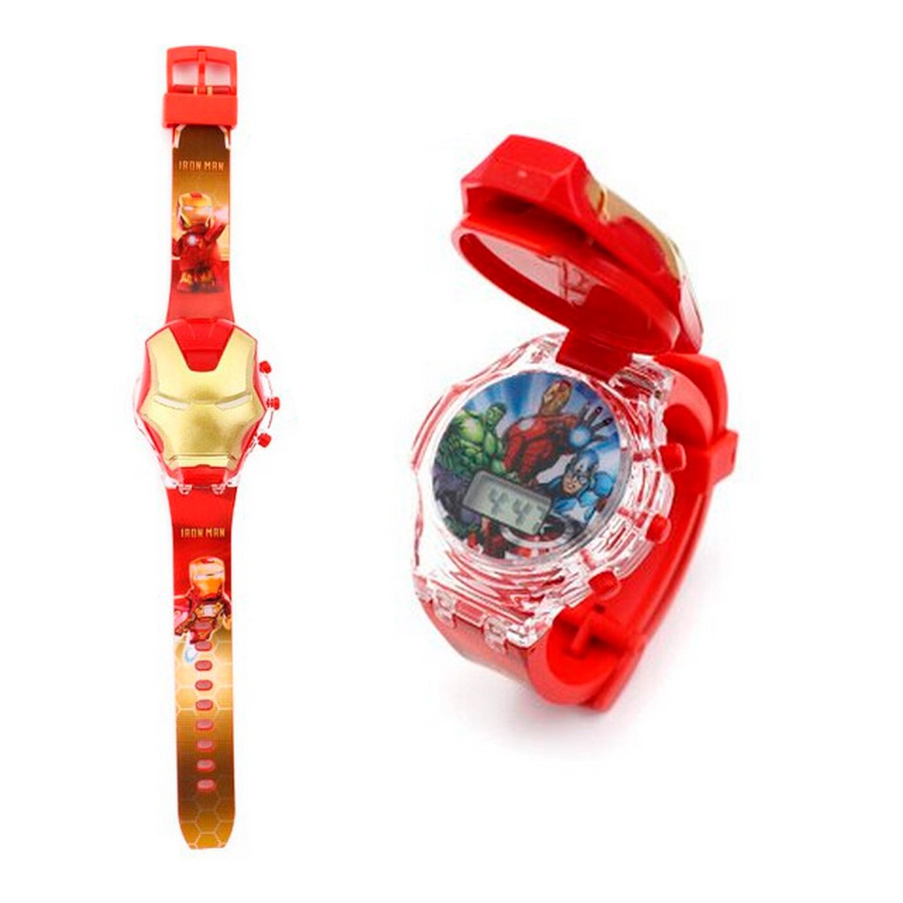 Reloj Niños Digital Luces Sonido Tapa Infantil Iron Man